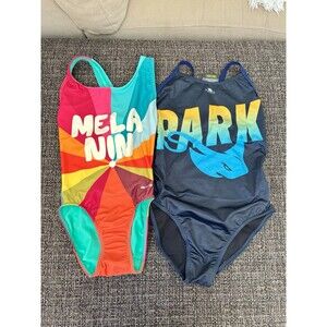 Lot Of 2 SPORTI & TURBO Swimsuits Bathing Suits Melanin Park Shark NWT 28/S